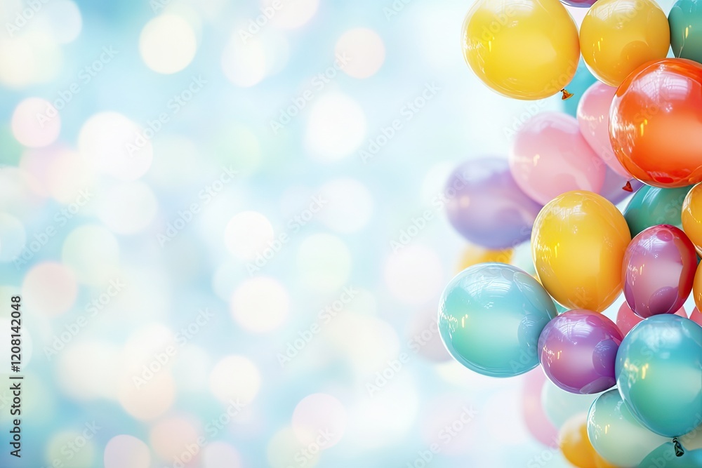 Aufkleber vibrant display of colorful balloons floating gently against soft blurred background minimalistic an