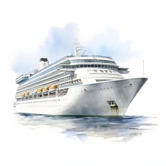 Cruise Ship clipart. Watercolor illustration. Illustrative clipart collection illustration