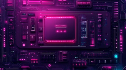 Futuristic Technology Circuit Board Glowing Pink And Blue