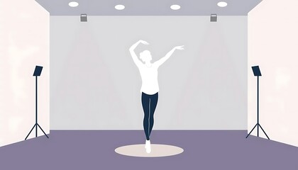 Ballet Dancer Studio Photoshoot Minimalist Illustration