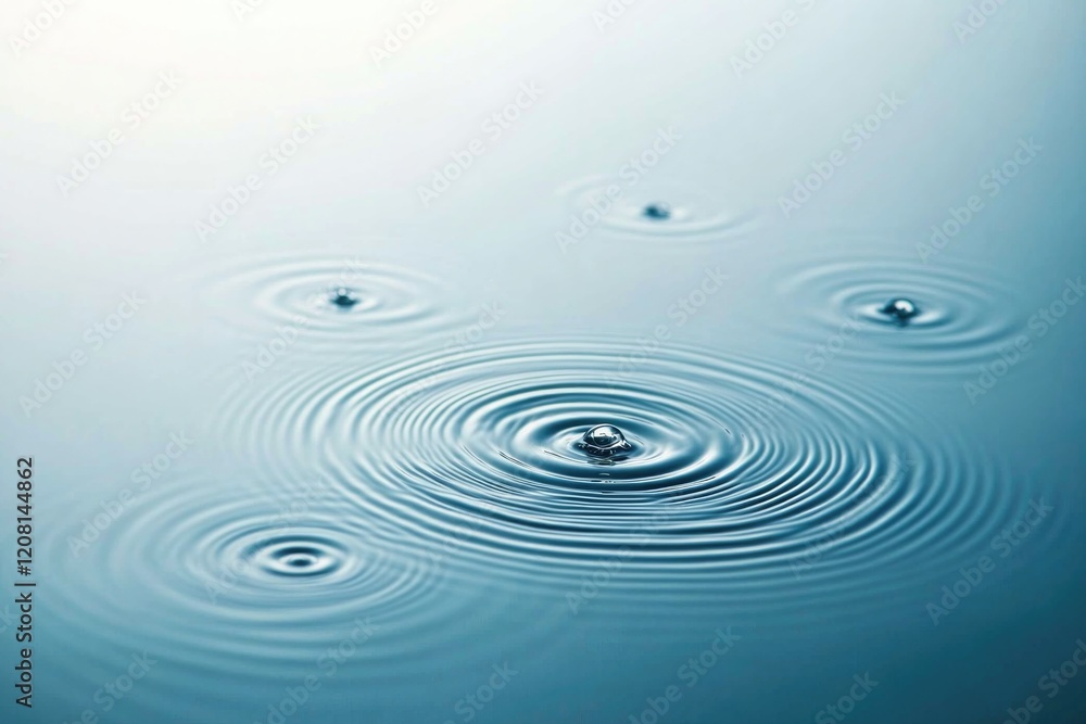 Aufkleber abstract depiction of raindrops creating ripples on still surface smooth concentric circles in soft 