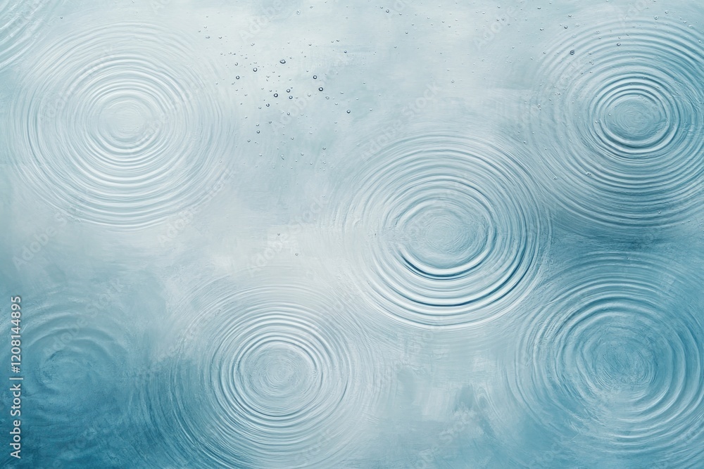 Aufkleber abstract depiction of raindrops creating ripples on still surface smooth concentric circles in soft 