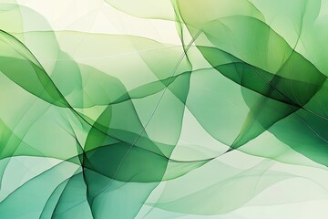 abstract digital rendering of overlapping transparent leaves soft green hues blending harmoniously modern design with