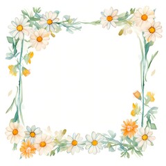 Obraz premium Daisy Flower Frame Clipart. Watercolor illustration. Detailed illustration