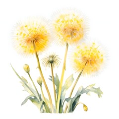 Obraz premium Dandelions clipart. Ai watercolor art illustration. Detailed illustration
