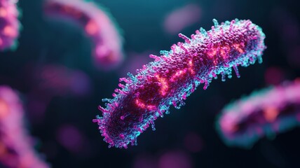 Bacteria Colony concept. Colorful microscopic bacteria with vibrant textures against a dark background.