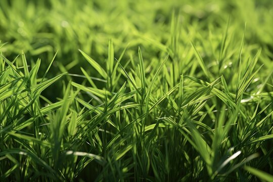 Nutsedge Weed in Green Grass Field. Agriculture and Nature Concept for Summer and Spring Lawn and Farm Plant Management