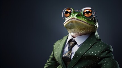 Sophisticated Frog in Funky Designer Wear