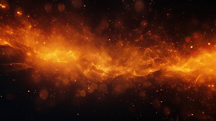 Obraz premium Orange Glow Abstract Background of Fiery Particles in 4k Resolution. A Beautiful Night Sky on the Theme of Fire, Light, and Life