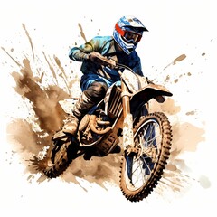 Dirt Bike clipart. Watercolor illustration. Watercolor-style digital design illustration