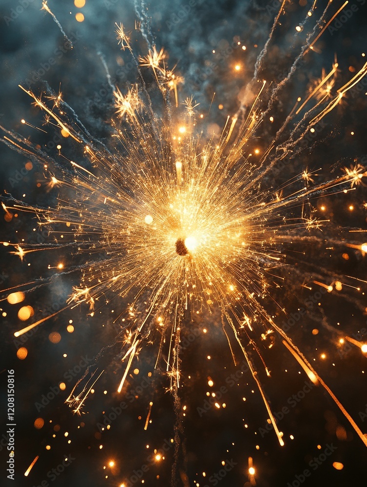 Aufkleber Vibrant Fireworks Display Dynamic Sparks in the Night Sky - Engaging Event Visuals for Festivals and Celebrations, Captivating Audience Interactions and Marketing Appeal