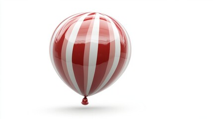 Fototapeta premium A large red and white striped balloon with a glossy finish floating on a clean white background