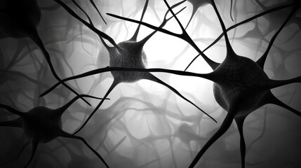 a black and white photo of neurons
