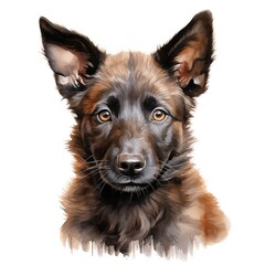 Dutch Shepherd Puppy clipart. Watercolor illustration. Illustrative clipart collection illustration