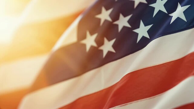  Full frame Flying US Flag at sunset