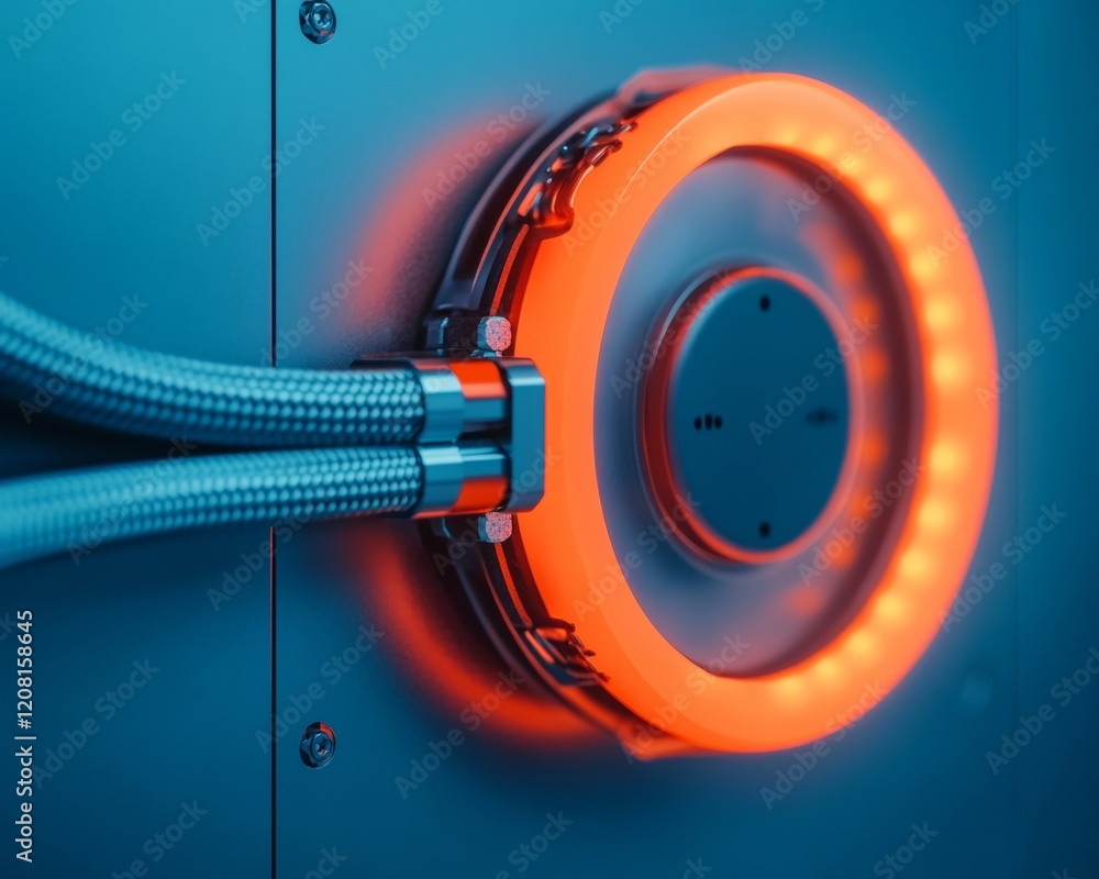 Poster neon-illuminated cooling system in high-performance pc reflecting technical excellence