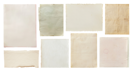 PNG Vintage textured paper collection on transparent background