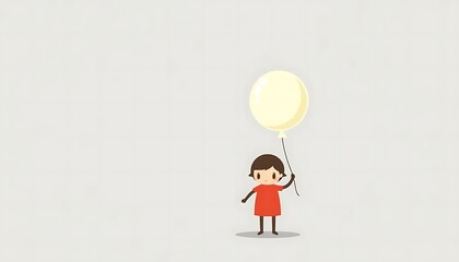 Cute Child Holding a Balloon Illustration