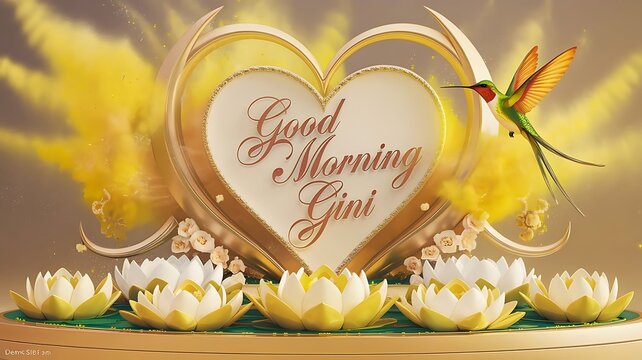 The artist showcases their expertise in typography, fashion, and 3D rendering with a magical scene featuring lotus flowers, cursive script heart, and hummingbird.