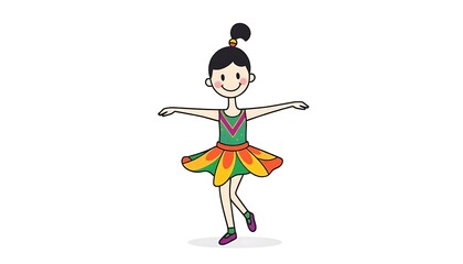 Fototapeta premium Cute Girl Ballerina Dancing in Colorful Tutu