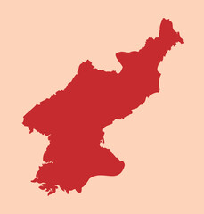 North Korea simple flat red map