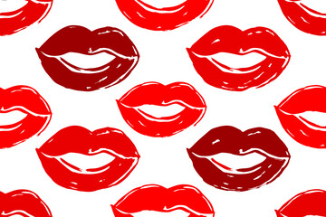 Lips  seamless pattern background.  Fashionable template for design.