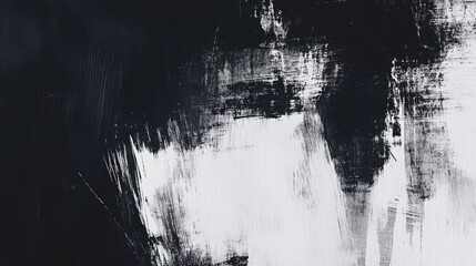 Abstract Black and White Brushstrokes Painting