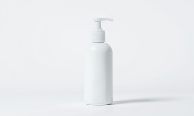 clean, white pump bottle on light background, ideal for cosmetic or skincare products. Perfect for branding and packaging design