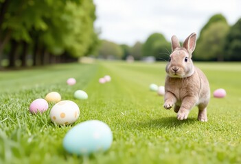 easter bunny with eggs
