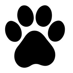 Cute black big dog paw print silhouette icon vector illustration design.