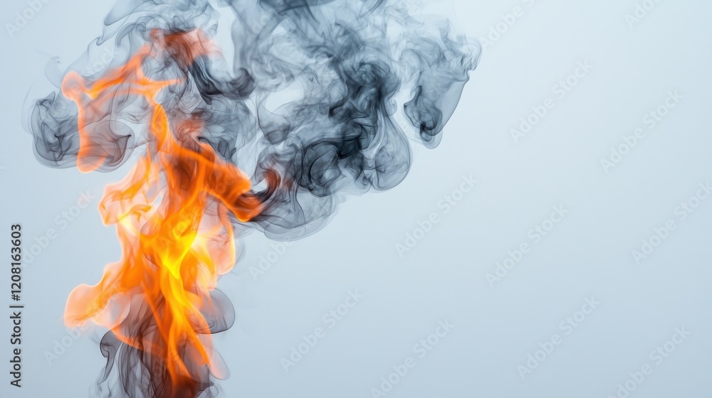 Poster whimsical arrangement of fire and smoke elements in an artistic display of color and shape