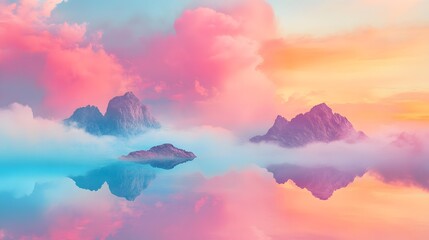 Surreal Landscape with Ethereal Floating Islands