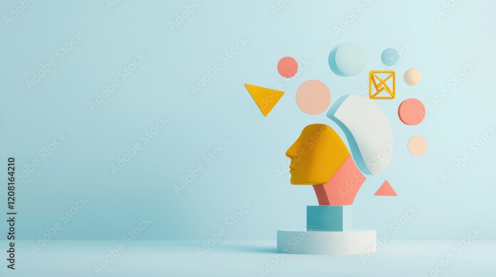 Poster abstract visual representation of data analytics with geometric shapes in a creative composition