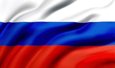 Flag of Russia blowing in the wind. full page flying flag, 3d illustration