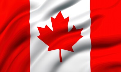 Flag of Canada blowing in the wind. full page flying flag, 3d illustration