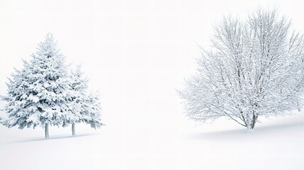 Fototapeta premium Serene Isolated Winter Landscape Covered in Fresh Snow