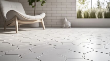 Fototapeta premium Stunning Hexagon Tiles Floor Design in Modern Home Interior