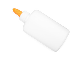 Bottle of glue isolated on white, top view