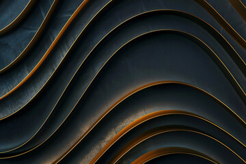 Luxury Gold Waves on Black Background with Sleek Metallic Highlights and Radiant Fluid Motion for Modern Abstract Elegance