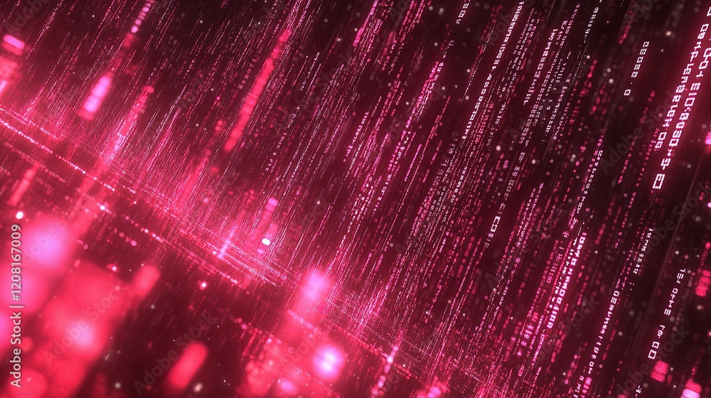 Poster 3d digital binary code matrix background with vibrant lines and colors