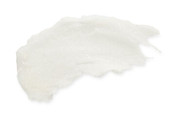 Sample of body scrub isolated on white, top view