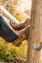Boots in a fence - Relax in the nature
