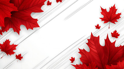 Canada Day patriotic design with a cluster of red maple leaves on a white background, symbolizing Canadian pride, holiday celebrations, and artistic decor theme