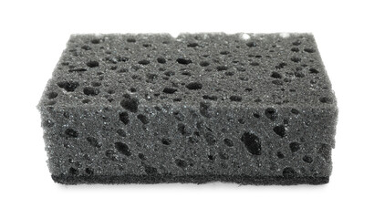 One grey sponge isolated on white. Cleaning supply
