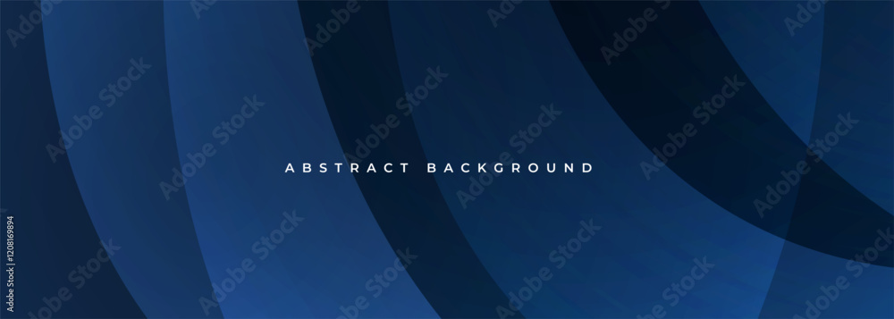 Poster blue modern abstract background with curves and circular shapes. dark blue vector illustration wide 