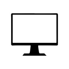 Black computer monitor flat silhouette icon flat vector illustration design.