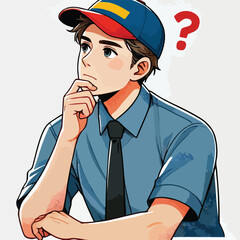 a boy is thinking vector