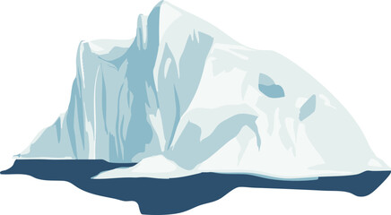 Vector Illustration of a Glacial Iceberg in Blue and White with Simple Lines, Ideal for Environmental Awareness Materials