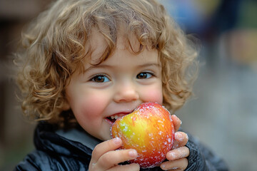 Generative AI Image of a Happy Child Smiling While Enjoying Sweets, Candies, and Bakery Treats
