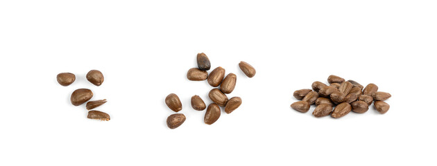 Cherimoya seeds isolated, Annona Cherimola pits, chirimoya stones or chirimuya fruit kernels on white